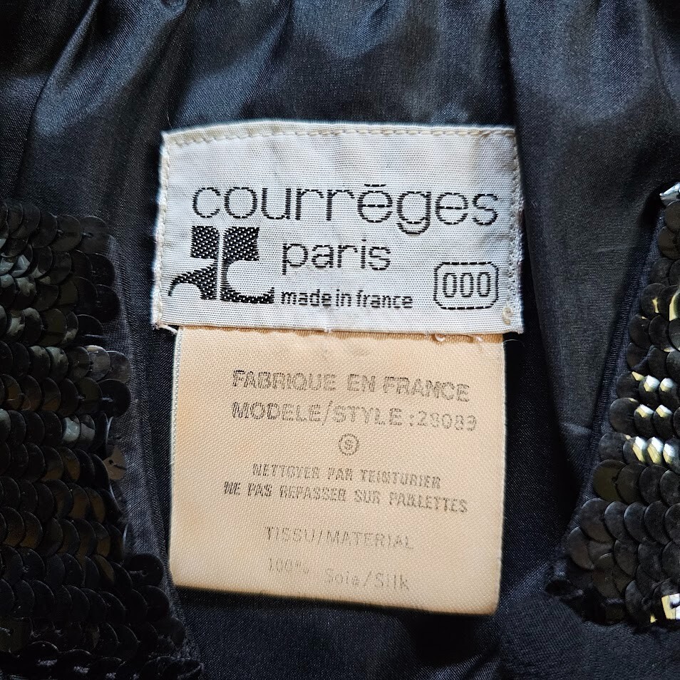 Vtg 70s Courreges Documented Avant Garde Nun Sequin Silk Maxi Dress 000 XS/S