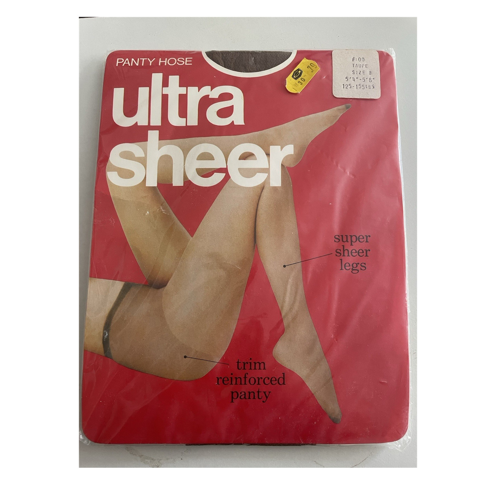 Ultra Sheer Nylon Pantyhose Taupe Size B MPN 100 Fits 5’4″-5’8″ 125-155 lbs