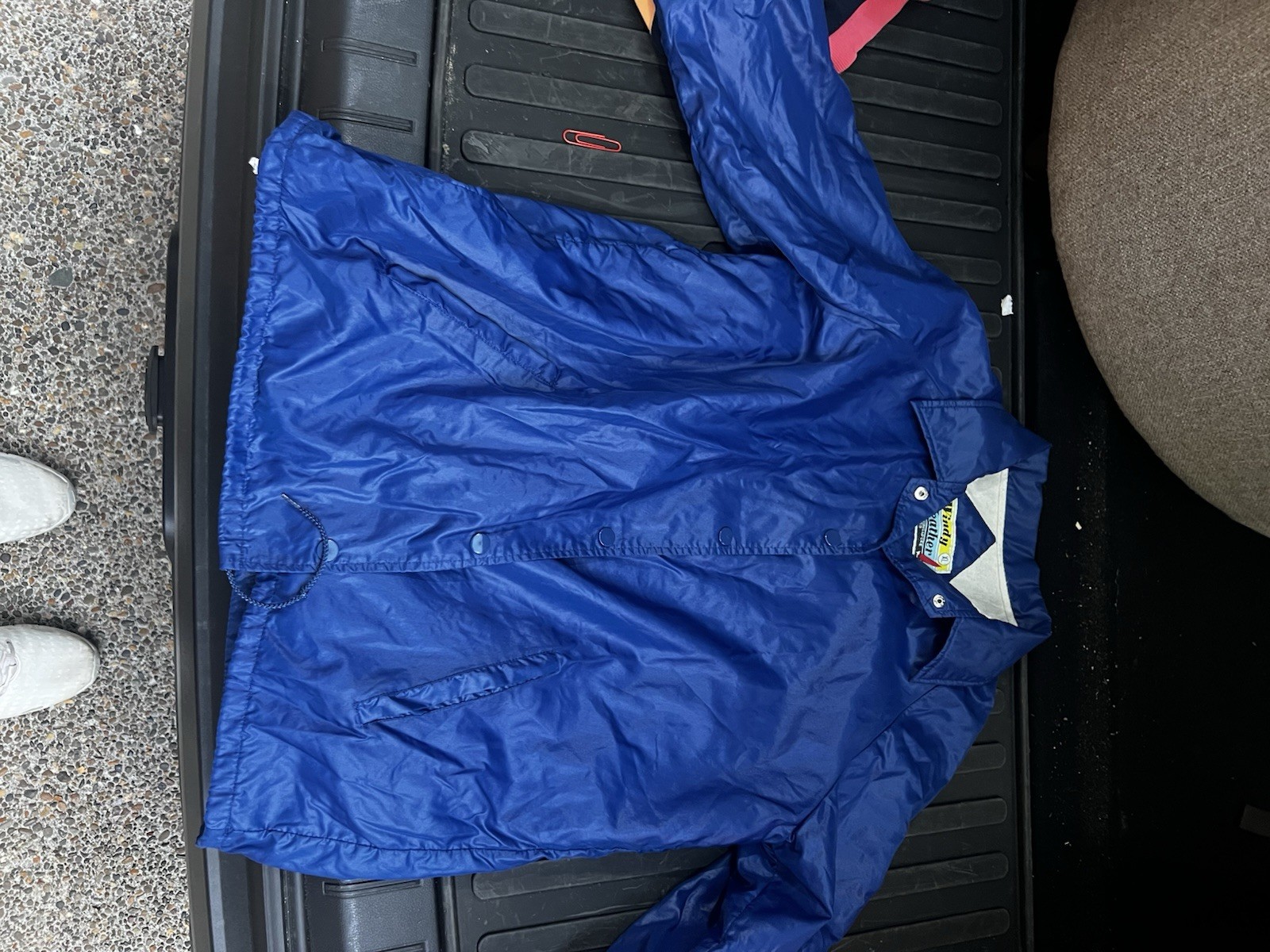 Vintage Windy Weather Coach Jacket XL Blue Nylon Flannel Lined Made in Singapore
