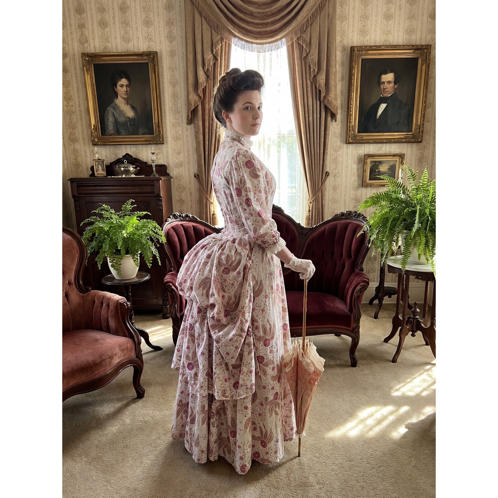 Original Bustle Dress No Hoop or Cage 1880’s – 1930’s Cotton Handmade