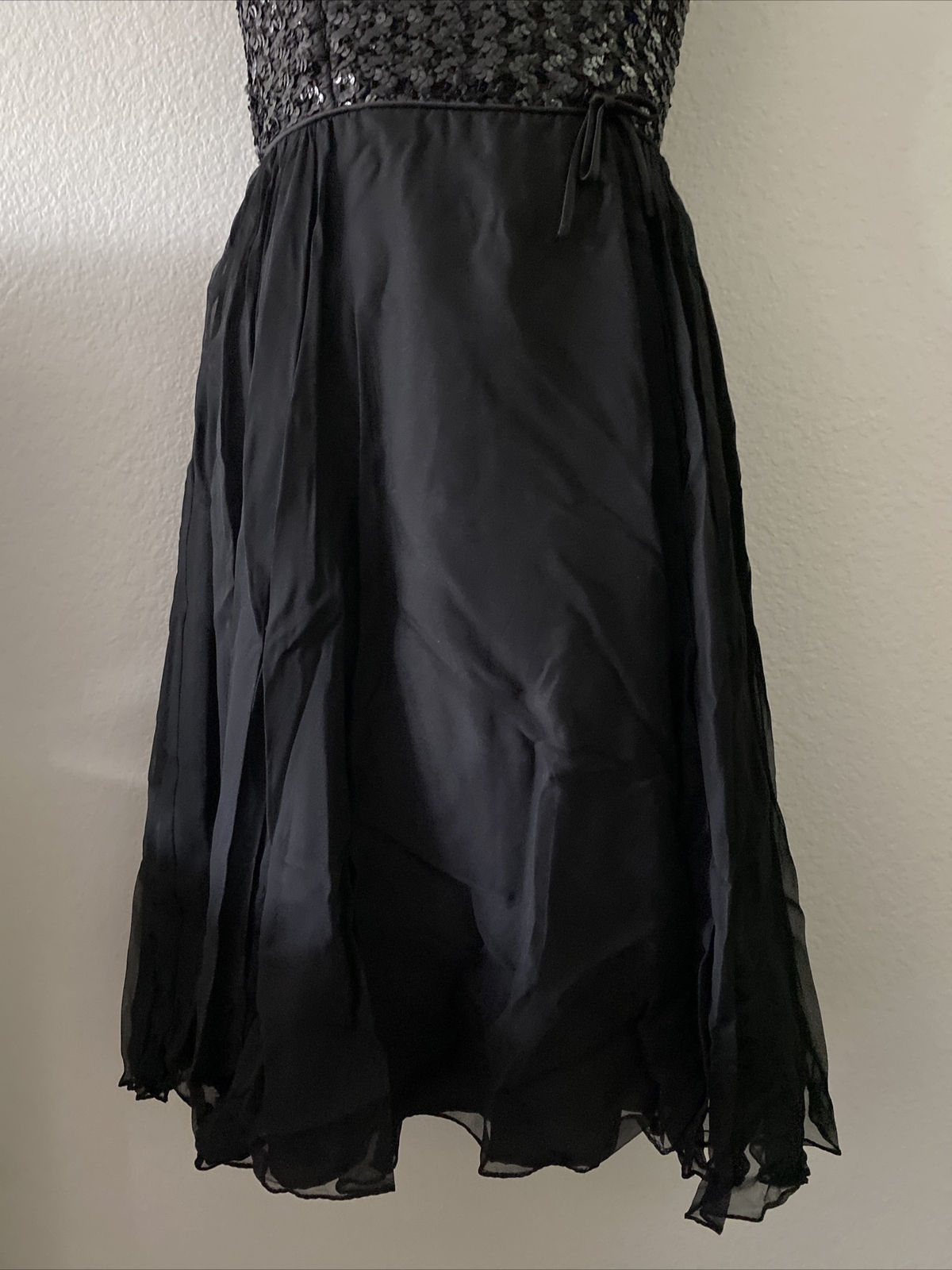 Vintage 1960s Another Ann Barry Jr. Black Sequin Princess Style Dress Size 9