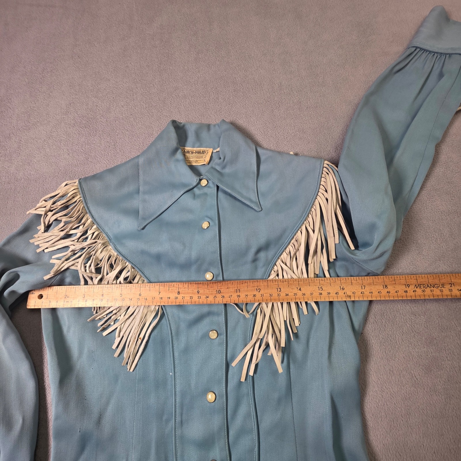 Vintage Ranch Maid Western Womens 10 Cowboy Rockabilly White Leather Fringe