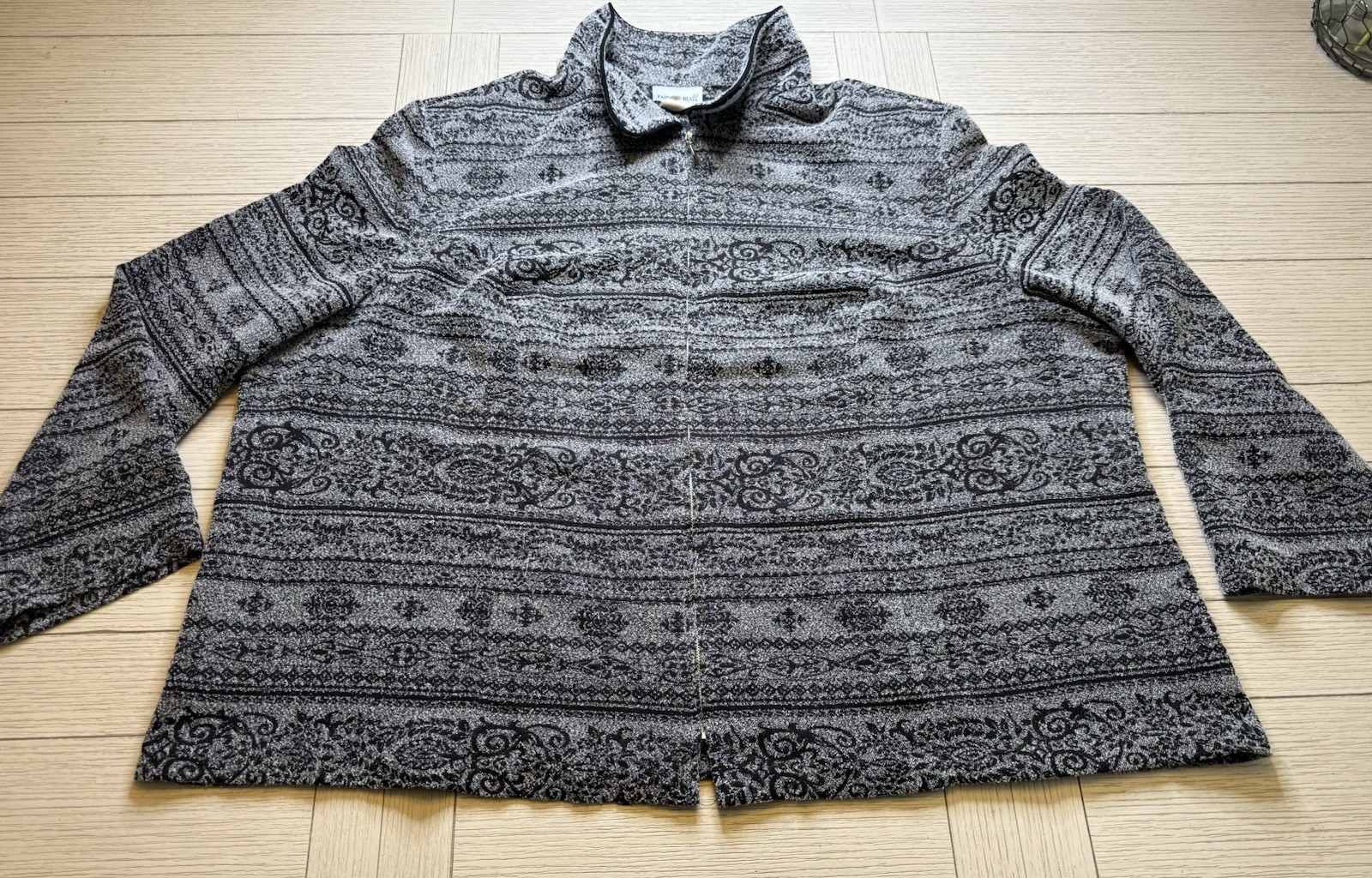 90s Fashion Bug Aztec Jacket Tapestry Southwestern Geometric VTG Blk & Gray 4XL