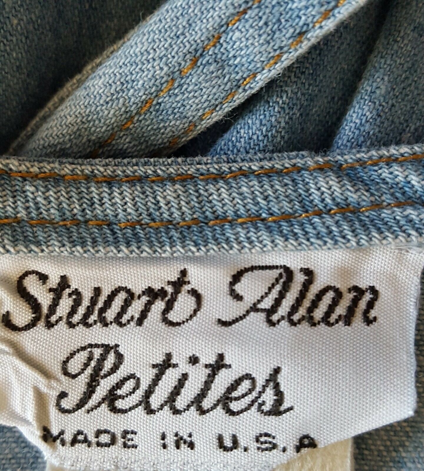 Vintage 80’s Dress 16P Petite Women’s Blue Chambray Cotton Attached Vest