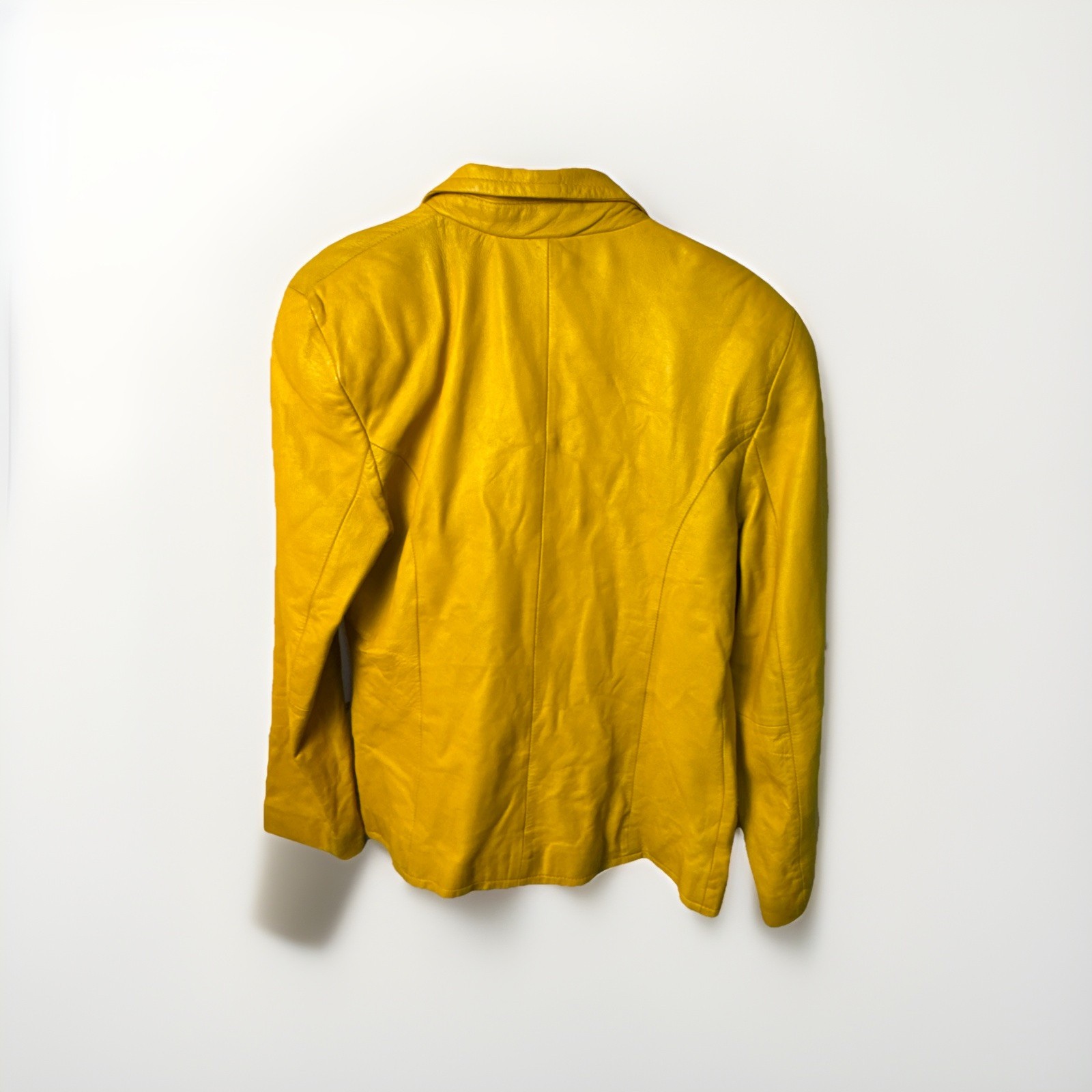 Yellow Lamb Nappa Leather Jacket Evan Davies 6 1980’s Vintage Pre-Owned Pockets