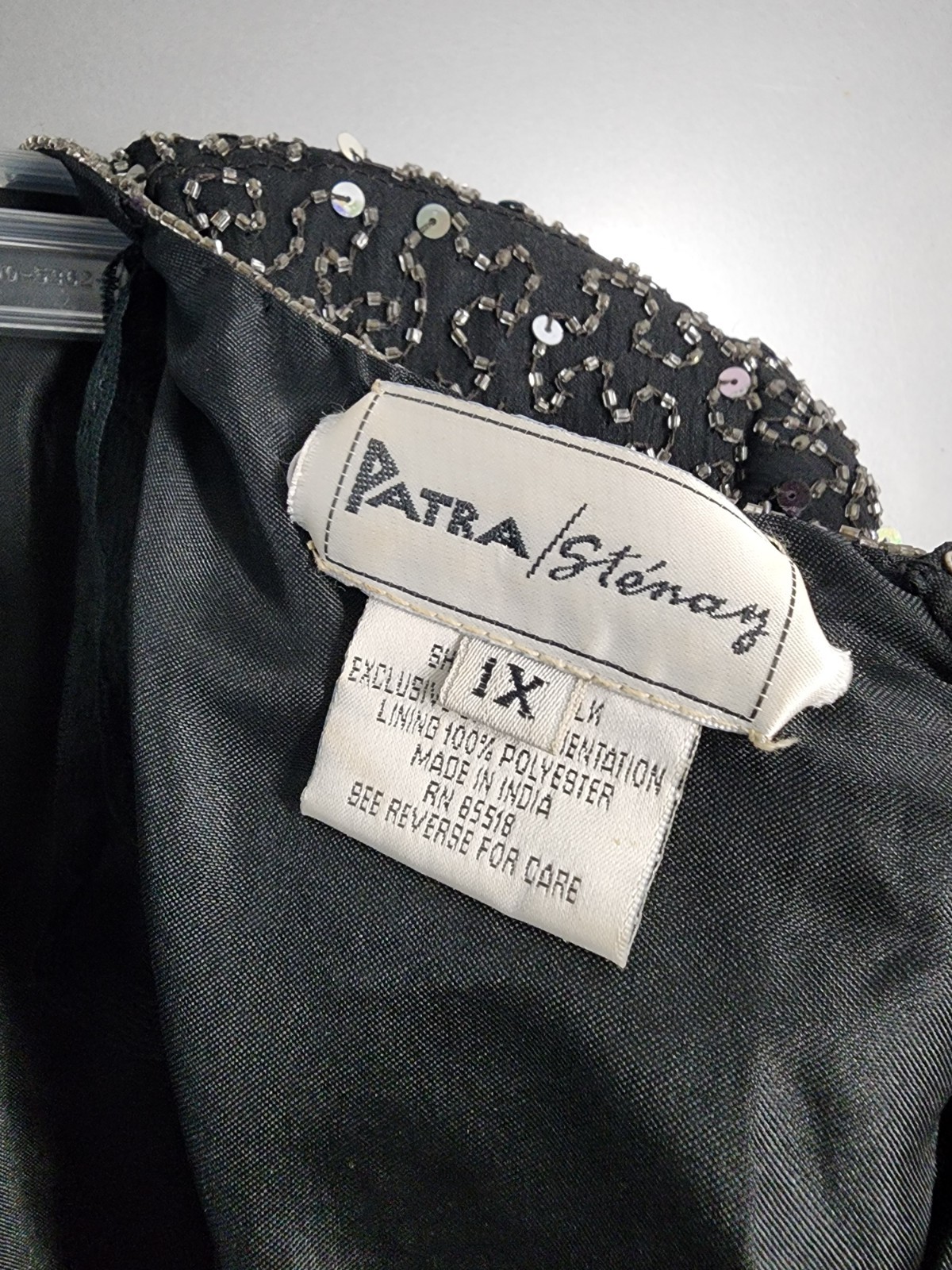 Vtg Patra Stenay 1x Silk top Black Sequin Beaded Silk Evening Blouse Glam Whimsy