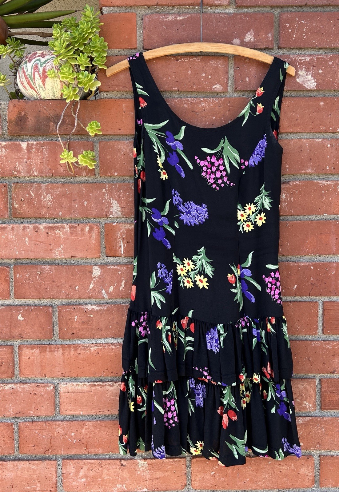 80’s Punk Label Betsey Johnson Rayon Floral Vintage Dress Size Medium