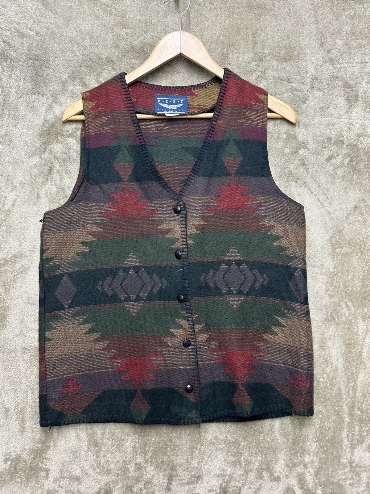 Vintage 90s Best American Clothing Co Aztec pattern Vest Size Small