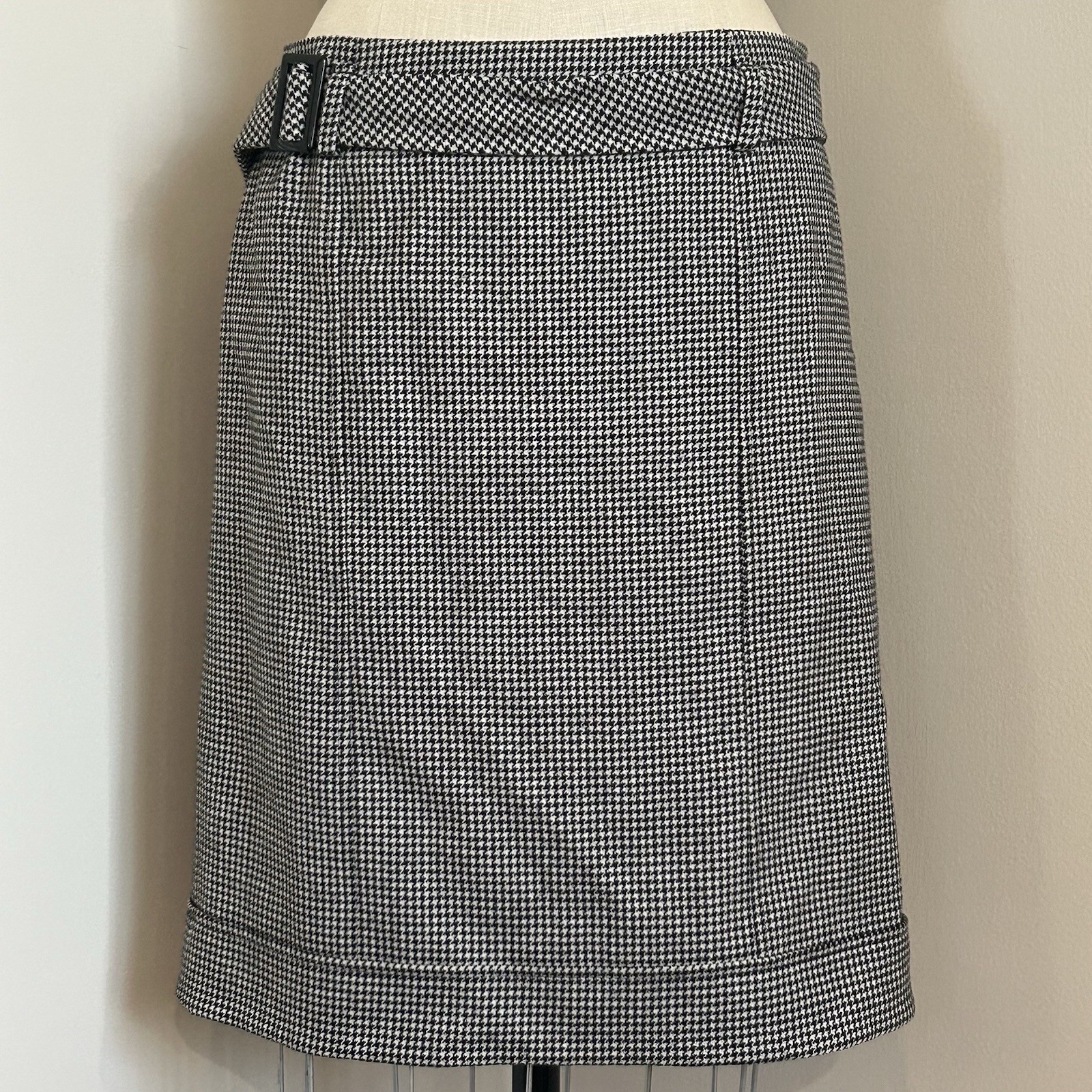 VTG 90s Talbots Houndstooth A-line Skirt 100% Wool Classic Preppy Tailored Sz 8