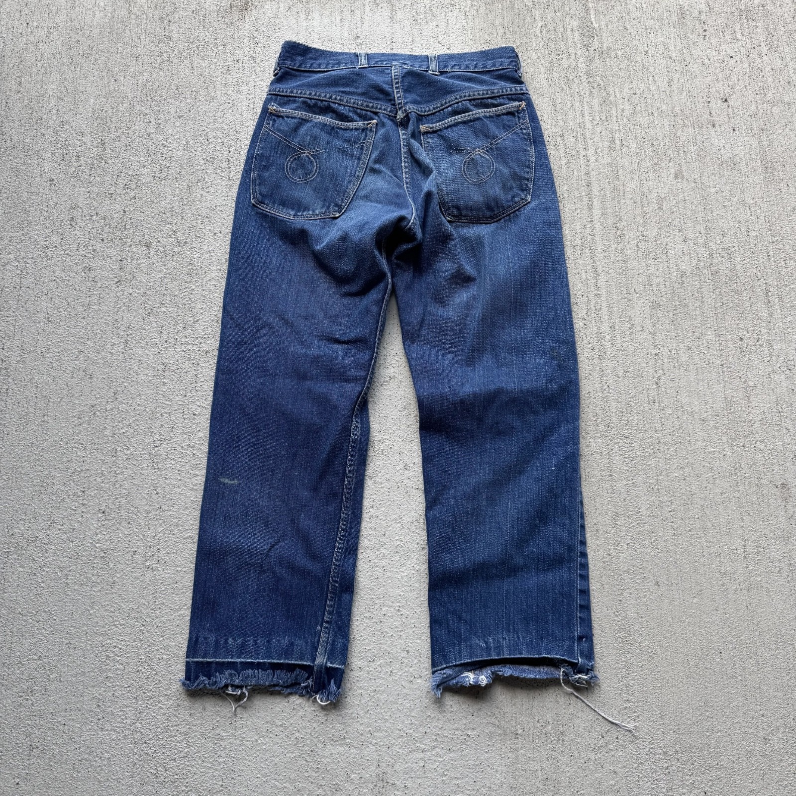 1960s Circle S Sears Roebuck and Co Half Selvedge Dark Wash Jeans 26×24.5 Short