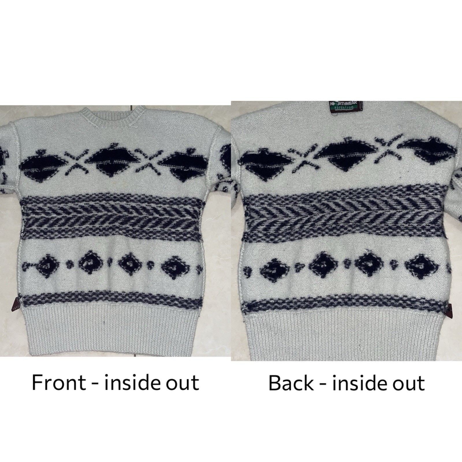 VTG 100% Wool Hand Knit Pullover Crewneck Nordstrom Sweater