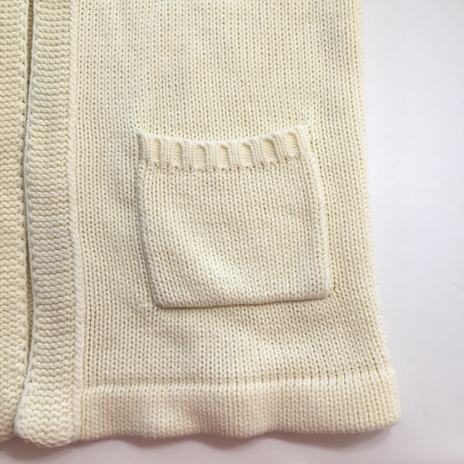 Queen Bee Womens Open Front Acrylic Off White Sweater Jacket Sz L/XL Vintage