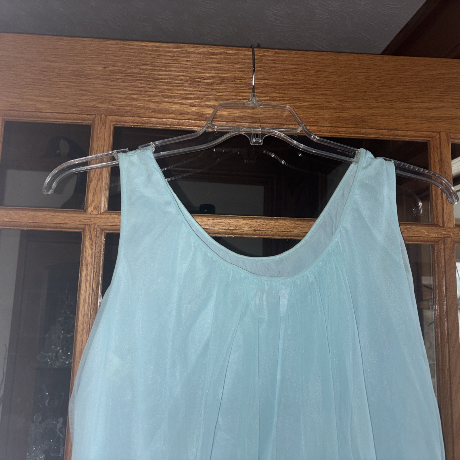 Vintage Avian Aqua Nylon Lingerie Nightgown Medium