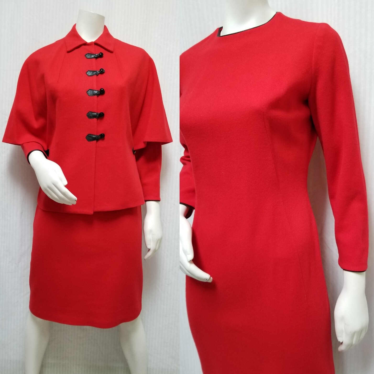 Vintage 2 Piece MINX MODES Red Dress & Cape Poncho – Size M – EUC