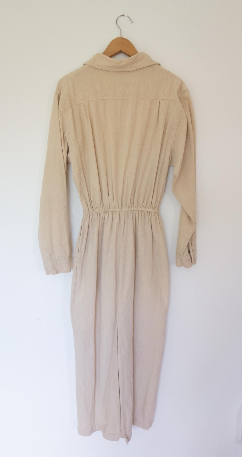Vtg CMC Color Me Cotton Midi/Maxi Long Sleeve Shirt Dress W’s S, Natural, USA