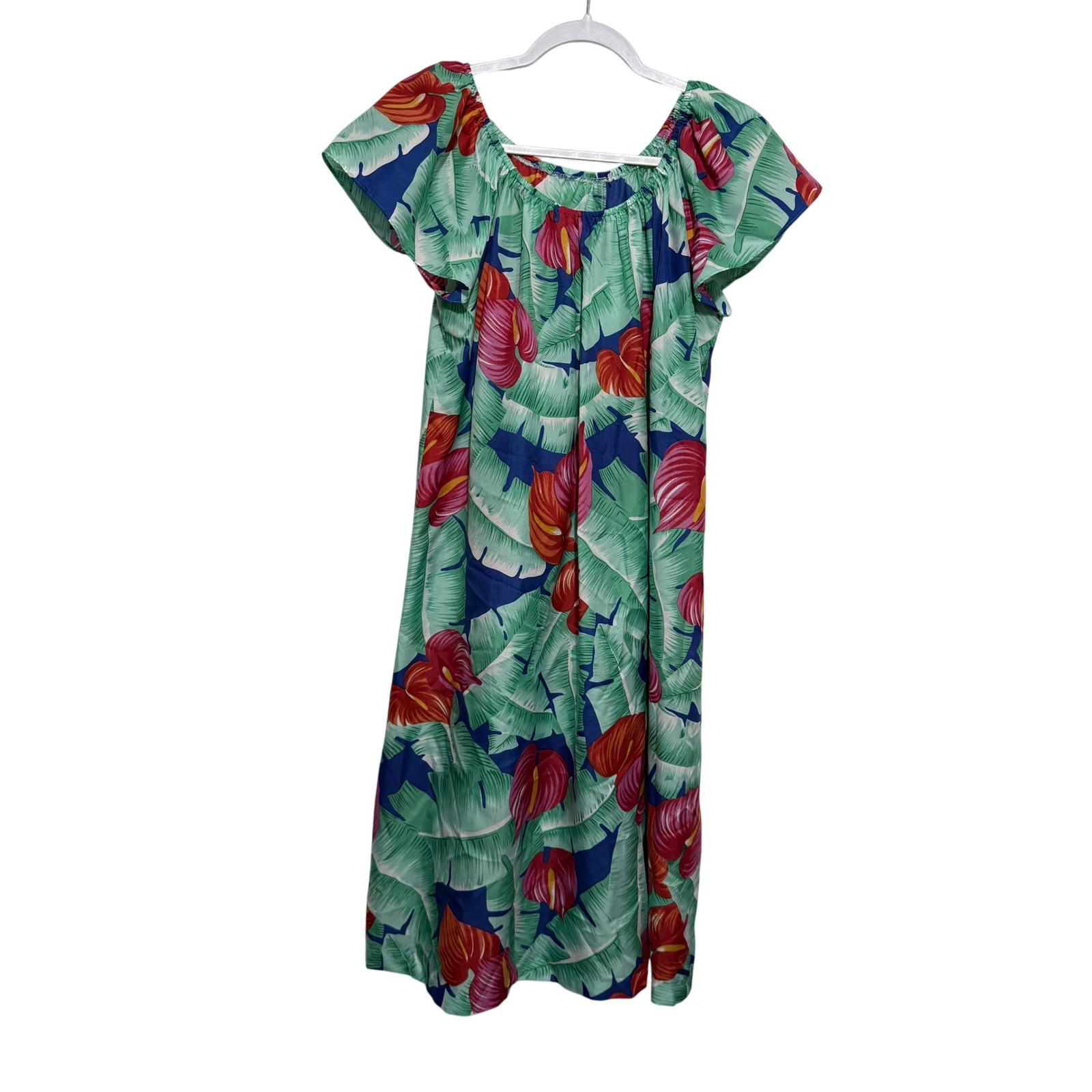 Vintage Hilo Hattie Muumuu Dress Lot 2 Tropical Floral Pink Green Hawaii Large