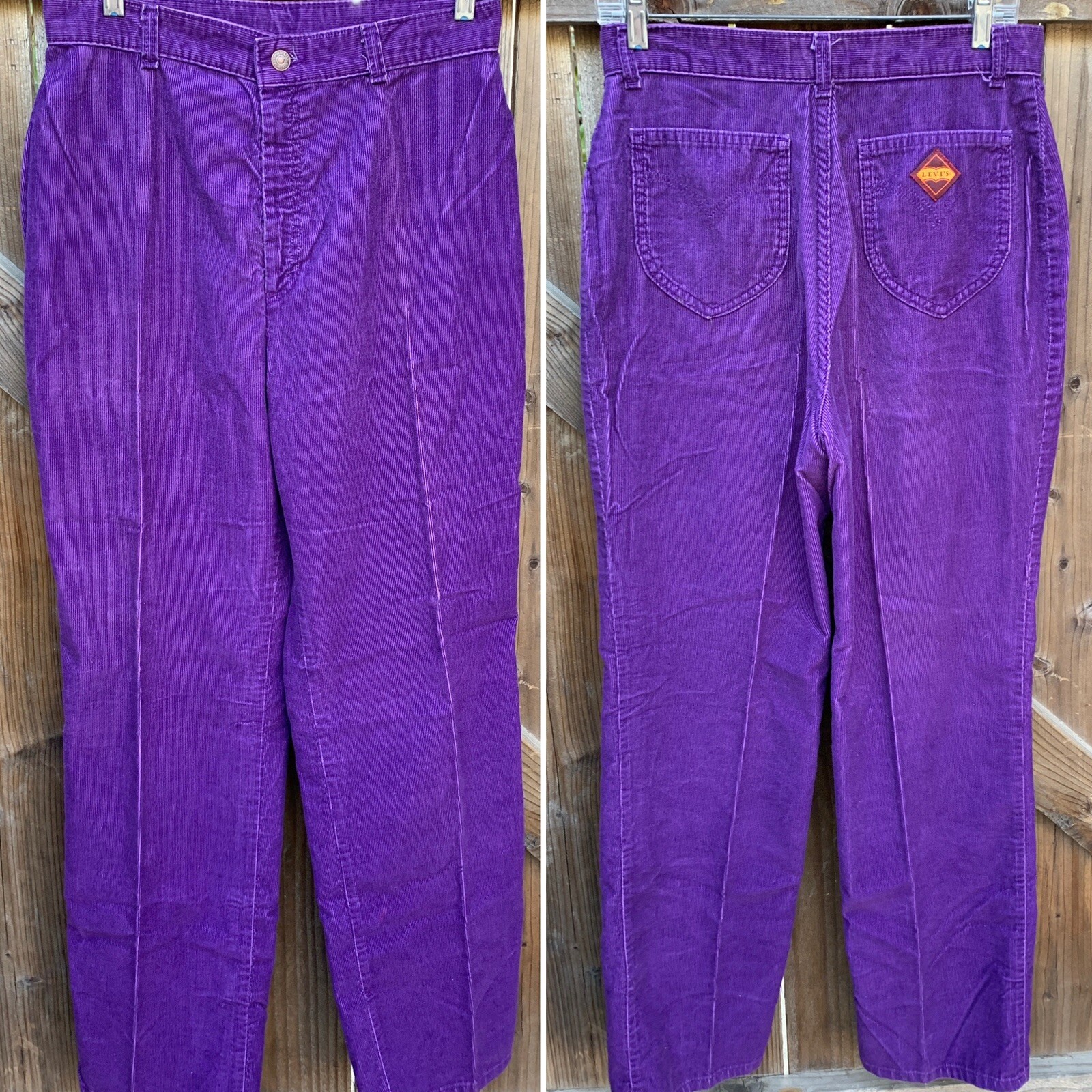 Vintage Purple LEVIS Corduroy Pants Wide Leg Sz 16 30 Waist Scovill Zipper 70s