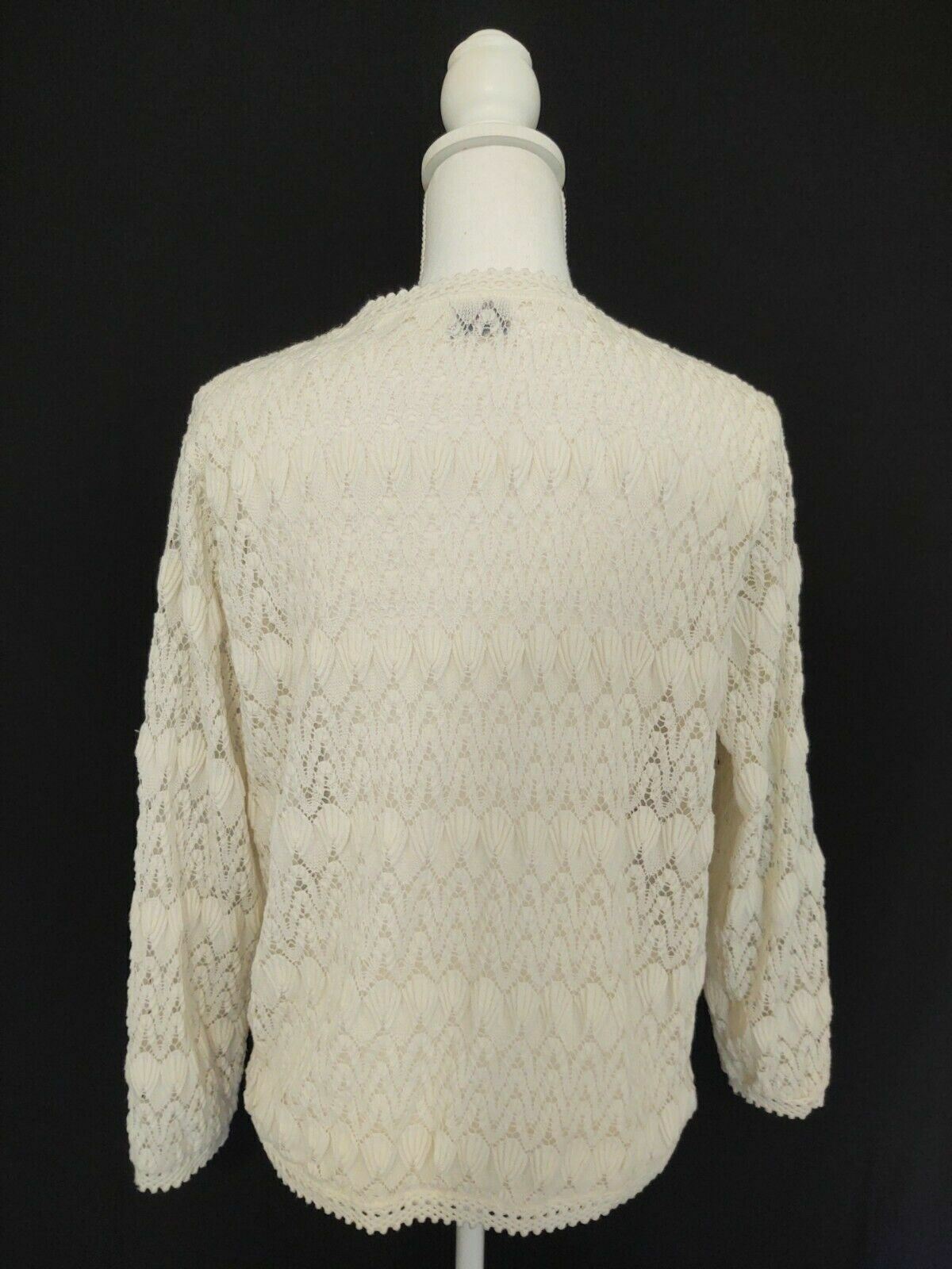 60’s Sweater English Village Rockabilly Sweet Open Eyelet Knit White Women’s L