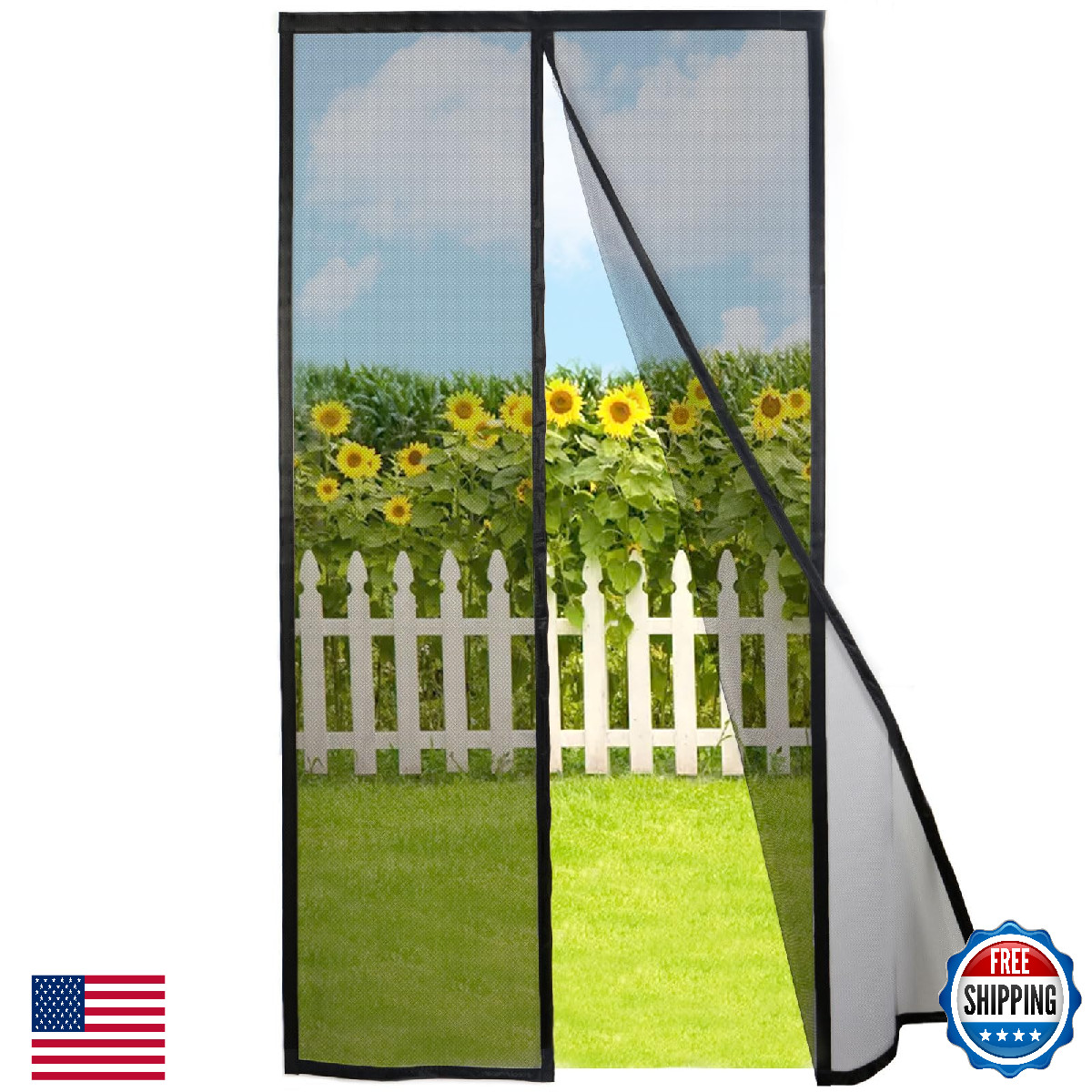 Risareyi Magnetic Screen Door, 60×80″, Black, Self-Closing, Upgraded Polyester