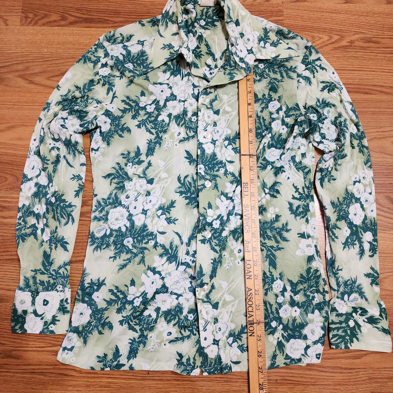 Vtg 70s Montgomery Ward Floral Disco Blouse Women’s L Button Front Retro Boho