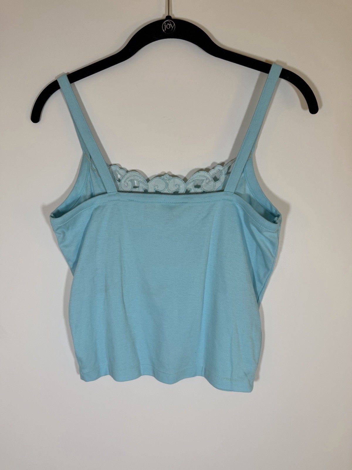 Vintage 80s GITANO light blue applique retro festival tank top M cut-out