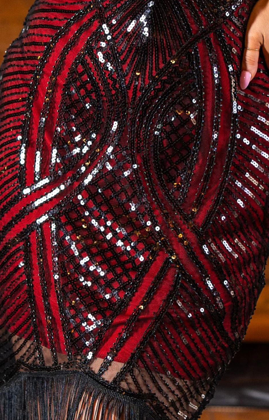 Red 1920s Flapper Dres Gatsby Roaring 20s Sequin Fringe Cocktail Party 3XL
