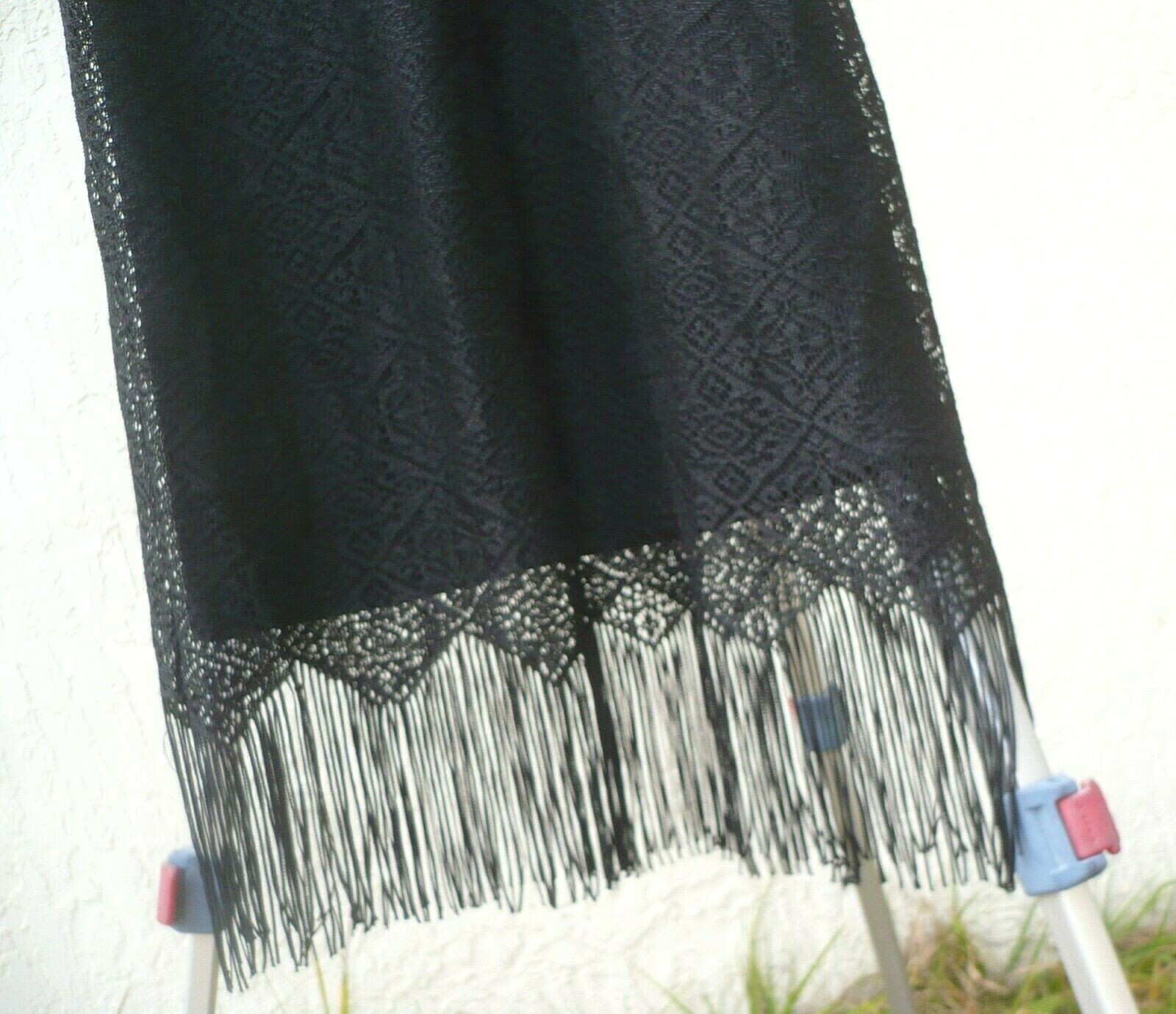 VTG FLAPPER FRINGE BLACK LACE NECESSARY OBJECTS L M S DRESS COSTUME SHEATH WOMEN