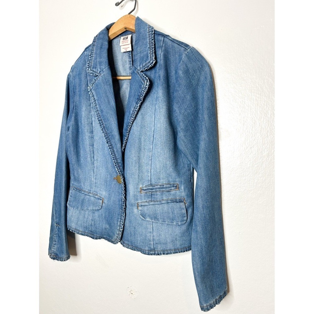Vintage Faded Glory Y2K Early 2000s Single Button Denim Jean Jacket 8