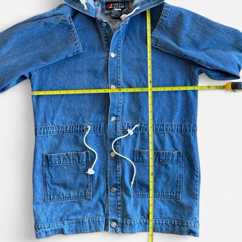 Vintage Andy Johns Denim Hooded Chore Coat Jacket M 80s 90s Casual Outdoors