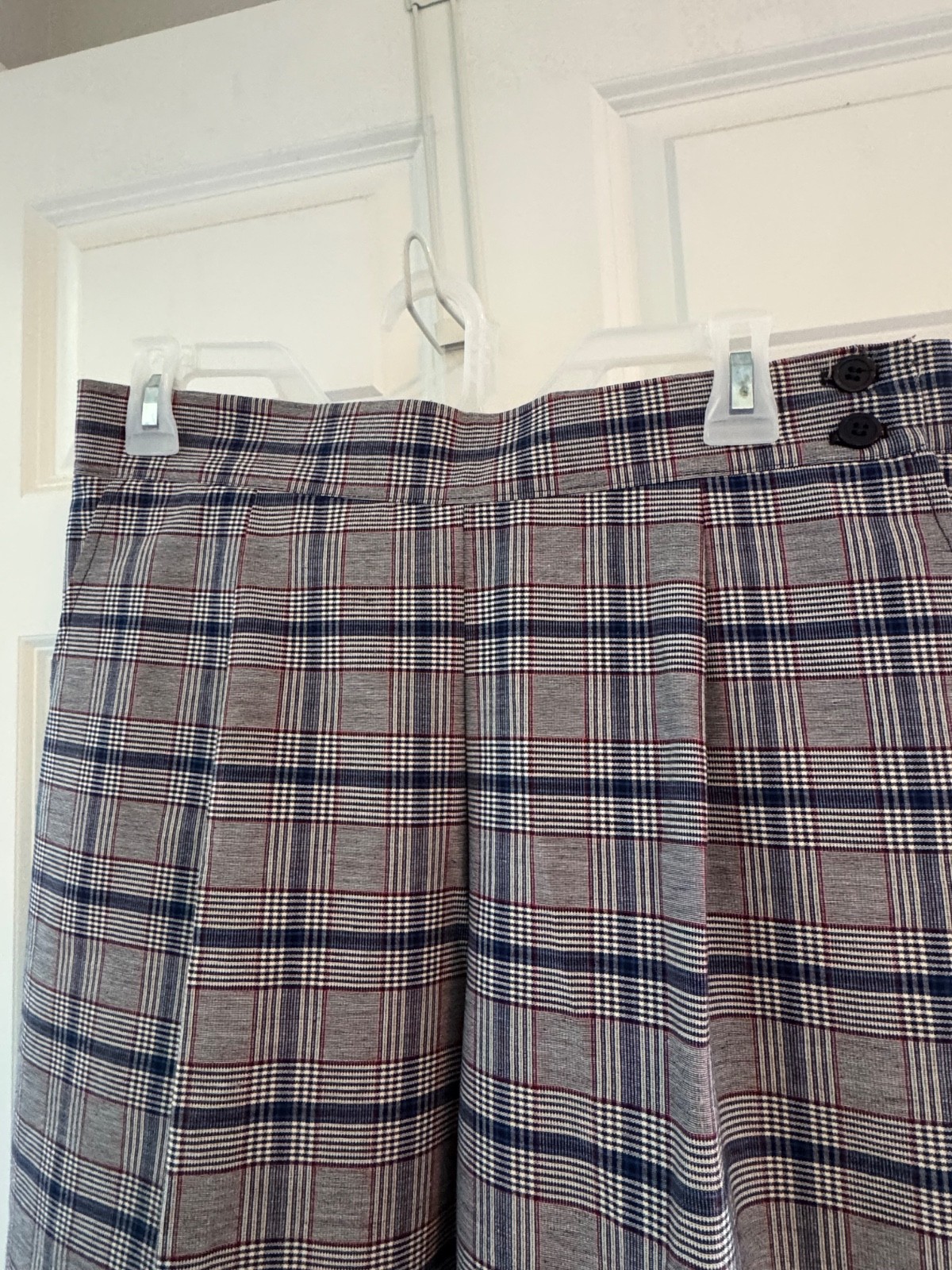 Vintage High-Waist COUNTERPARTS Blue/Gray Red Plaid Stirrup Pants 16W Pockets