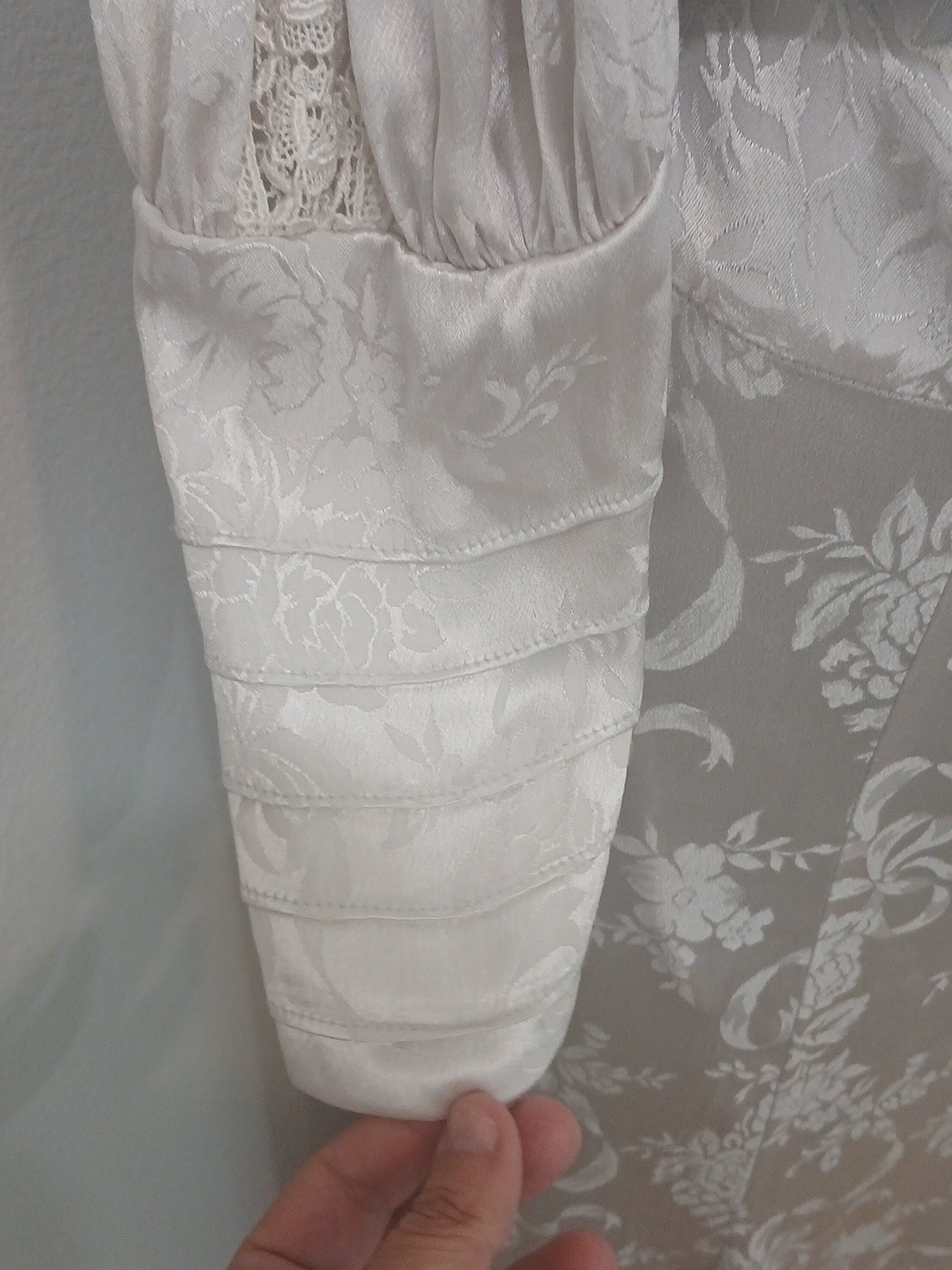 VTG Jessica McClintock Romantic Victorian Floral Lace Dress Cream Ivory Size 8