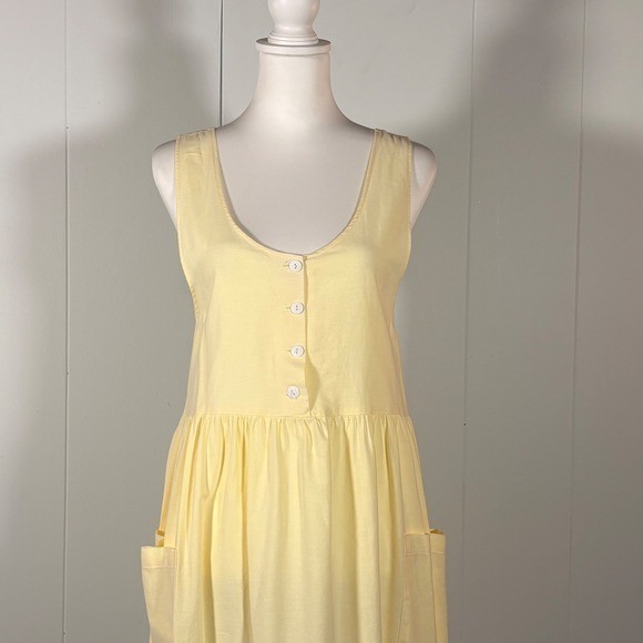 Vintage 100% Cotton Butter Yellow Dress Women’s S Sleeveless Cottagecore Prairie