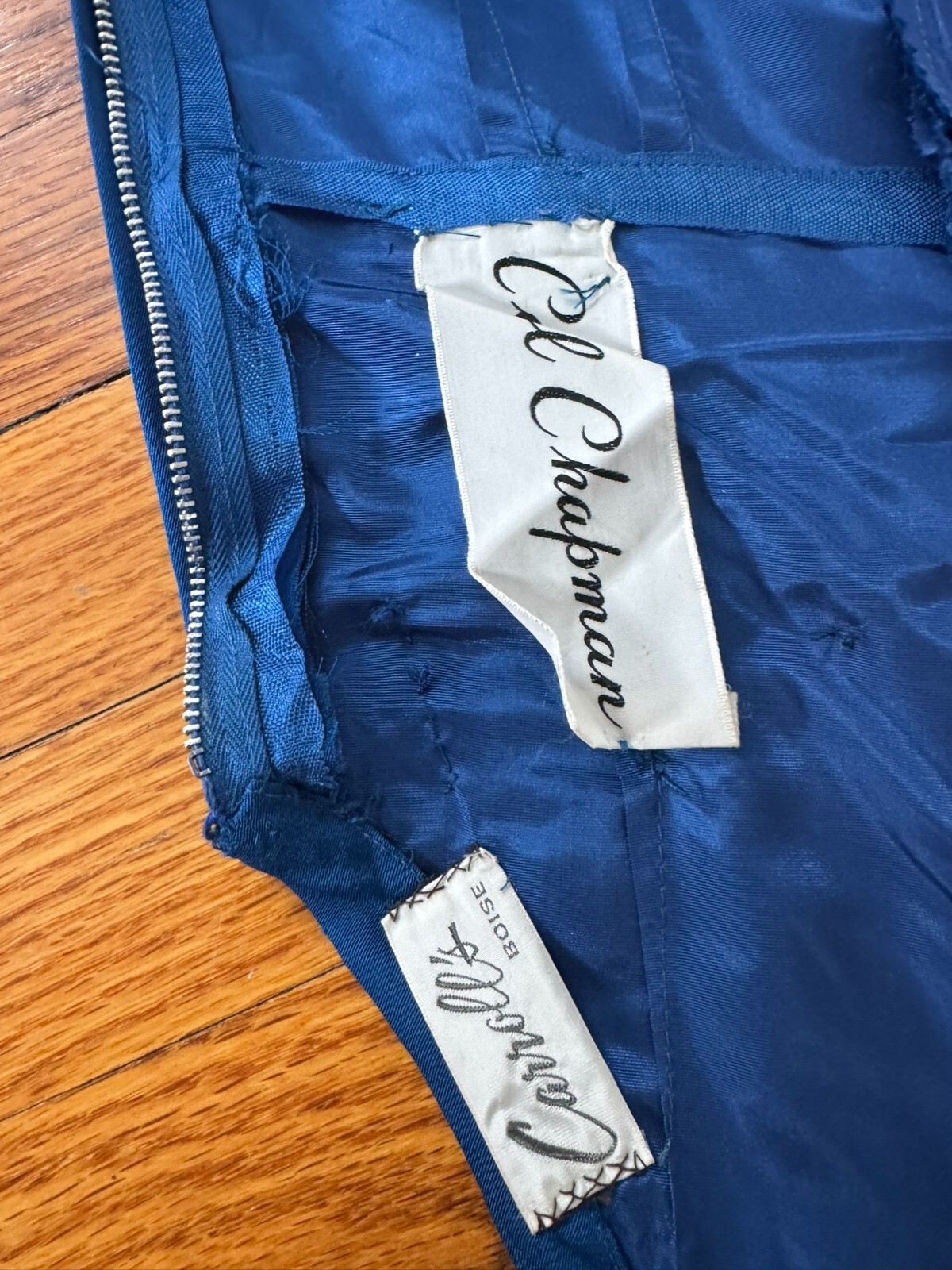 Vintage 50s 60s Blue Glam CEIL CHAPMAN Cocktail Designer Dress XS