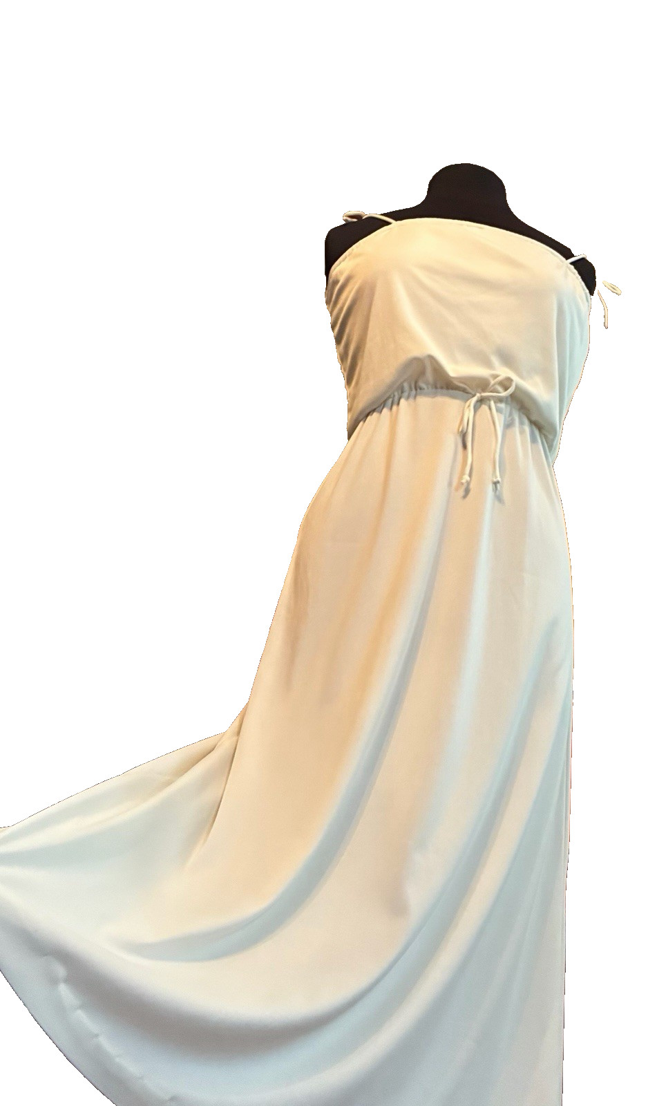 Vintage 1970’s Saturday Night Fever Disco Spaghetti Strap Cream Color Dress Med