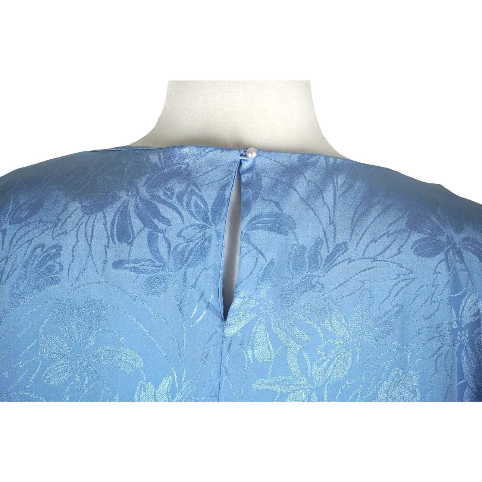 Charlee Allison Maxi Dress Women 24 Blue Vintage Floral Jacquard Drop Waist Cape
