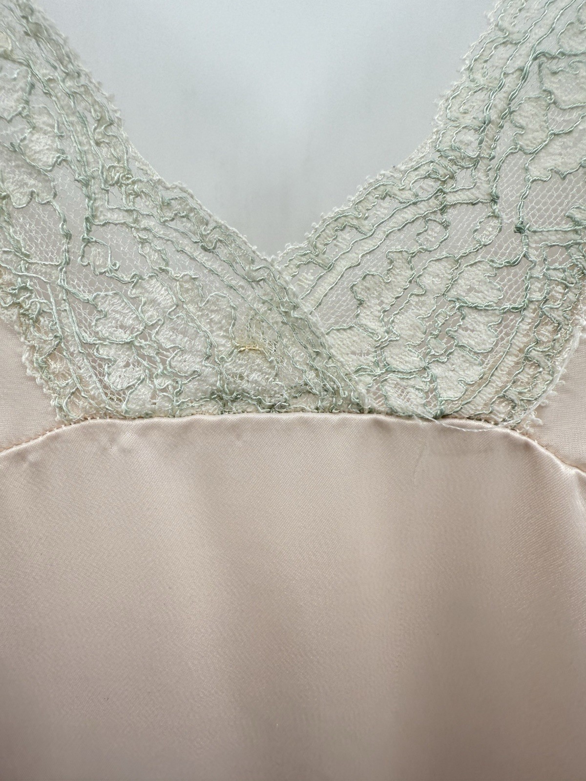 VTG Sears Pink Satin Long Nightgown Sleeveless Lace Trim Lingerie Size 34