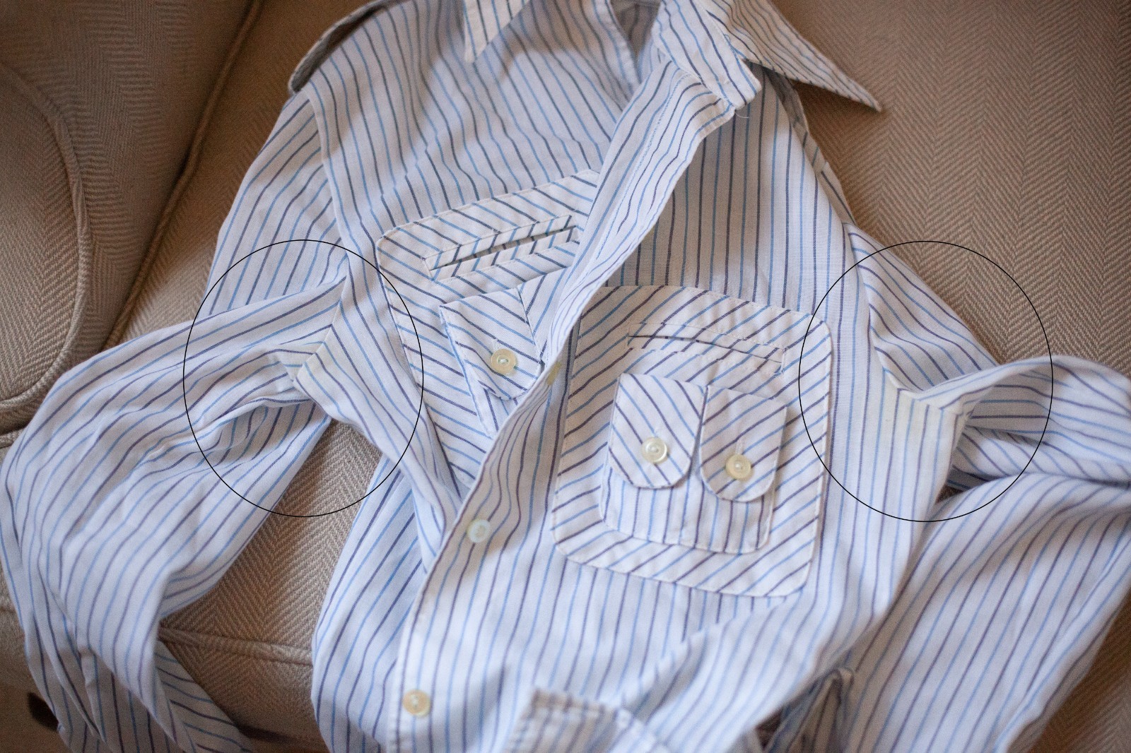 Vintage Women’s 70s Fitted Button Pinstripe Long Sleeve Blouse Size M