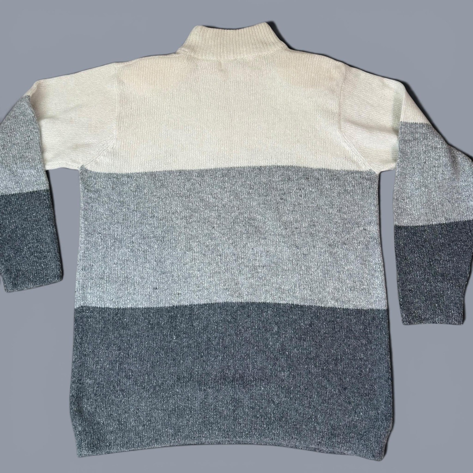VTG 90s Mock Neck Sweater Embroidered Angora Lambswool Silk Blend size medium