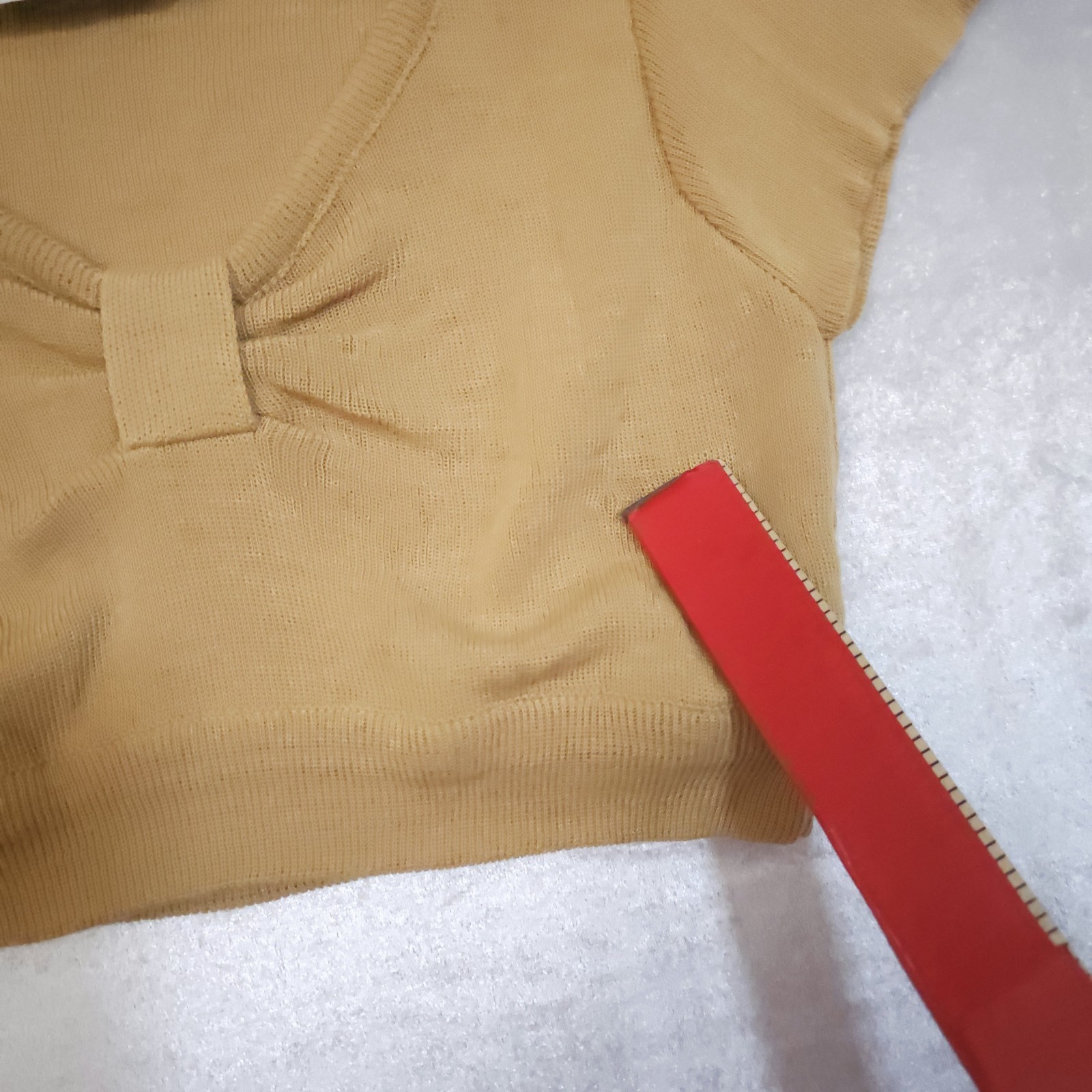 Vtg Bobbie Brooks 70s Knit Crop Top Distressed Festival Boho Sm Tan Beige As Is
