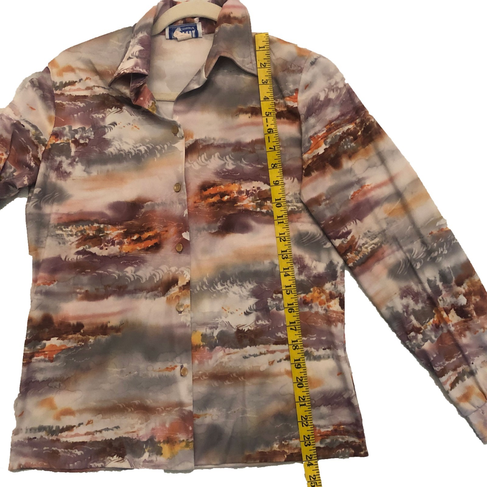 1970’s Abstract Waves Art Polyester Unisex Polyester Longsleeve Blouse