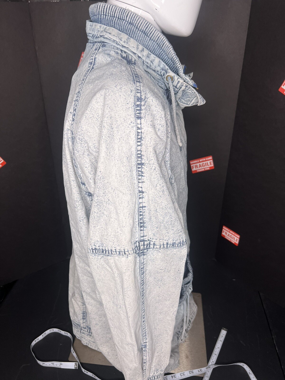 Vtg East West Coat Jacket Womens Lrg. Denim Stone Acid Wash 80’s Streetwear Y2K