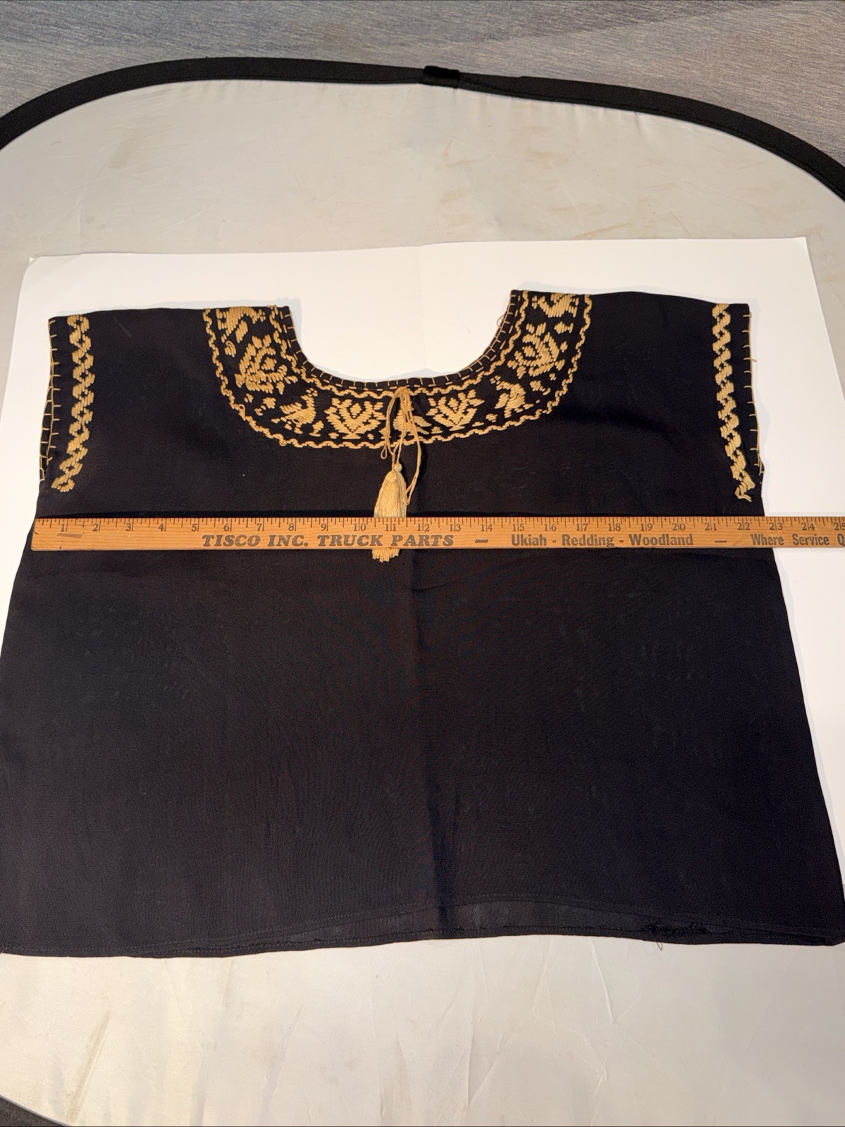 vintage Mexican Huipil, hand embroidered blouse, women size S/M