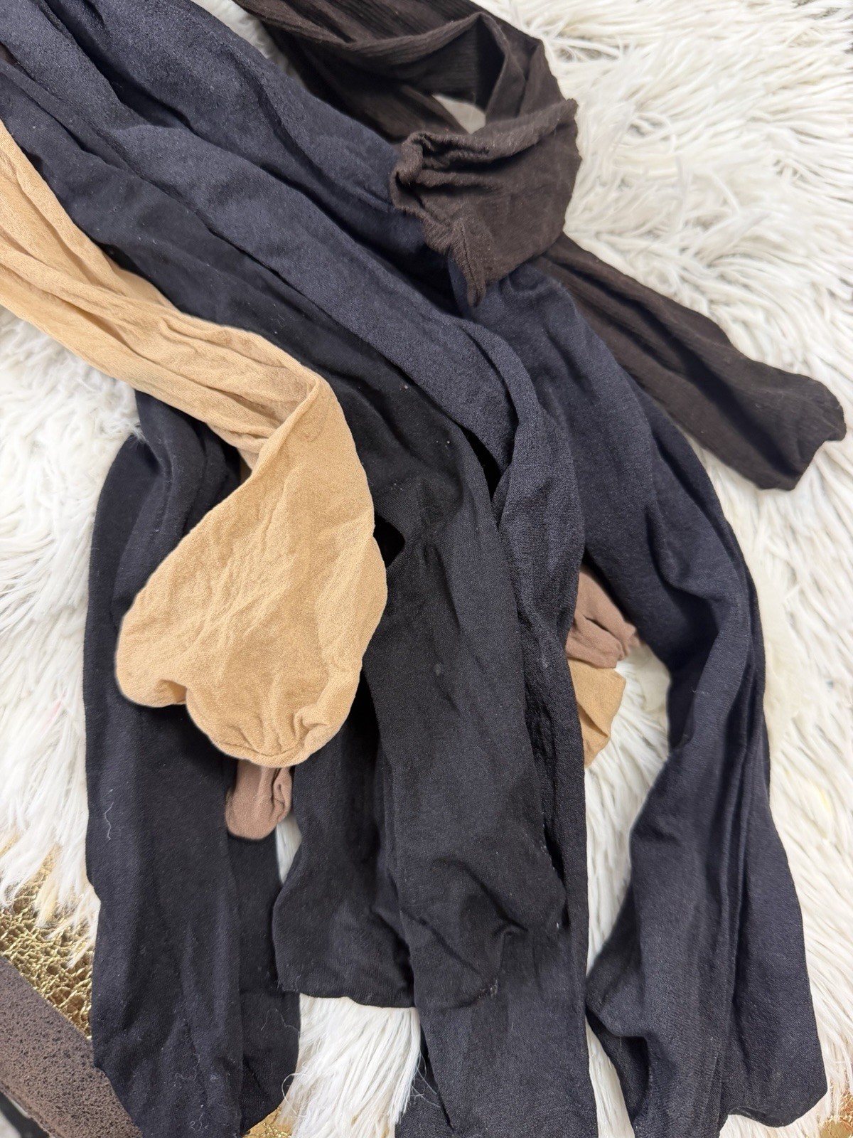 LOT of Vintage PANTYHOSE 6 Pair Nude Flesh Black Brown Hosiery Craft Wear Used