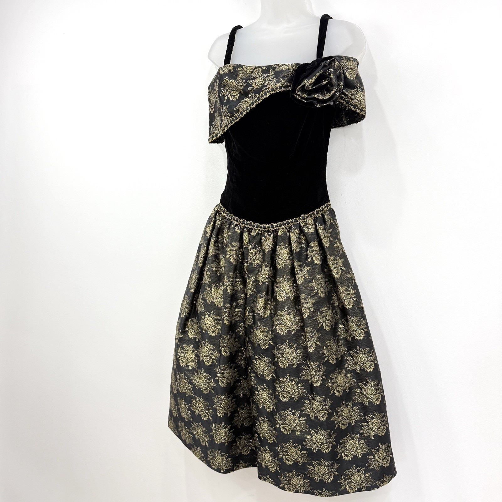 VTG 80s Cachet By Bari Protas Dress Women’s XS Whimsigoth Gatsby Gala Velvet USA