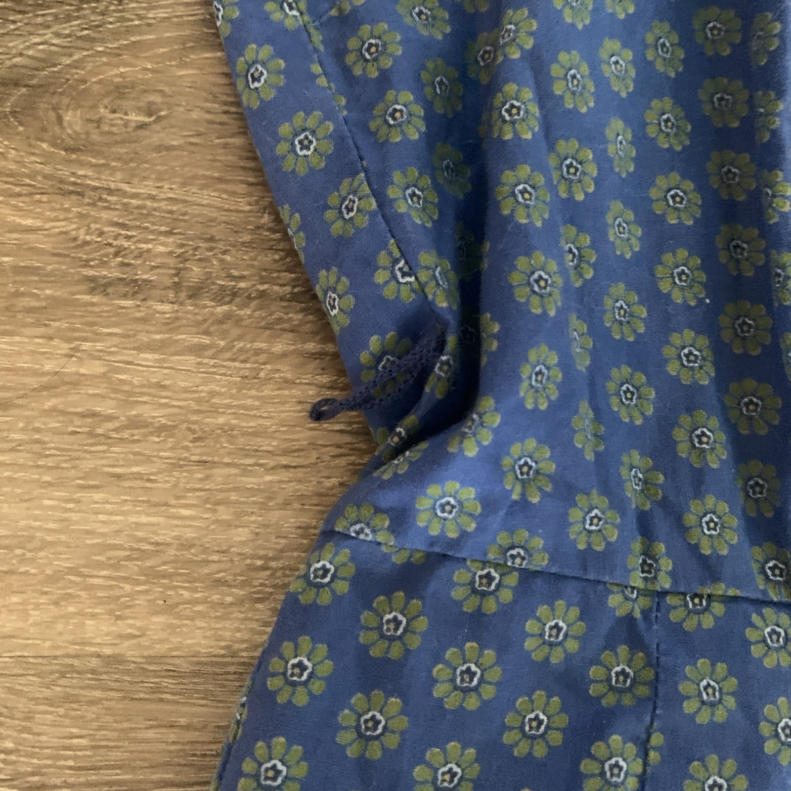 VTG 50s? Pat Perkins House Dress Blue Green Flowers Size 14 (Small)