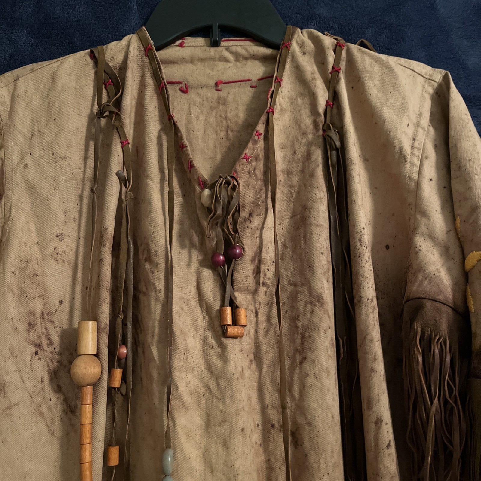 Vintage Women’s Indian Dress. Leather Fringe And Beading