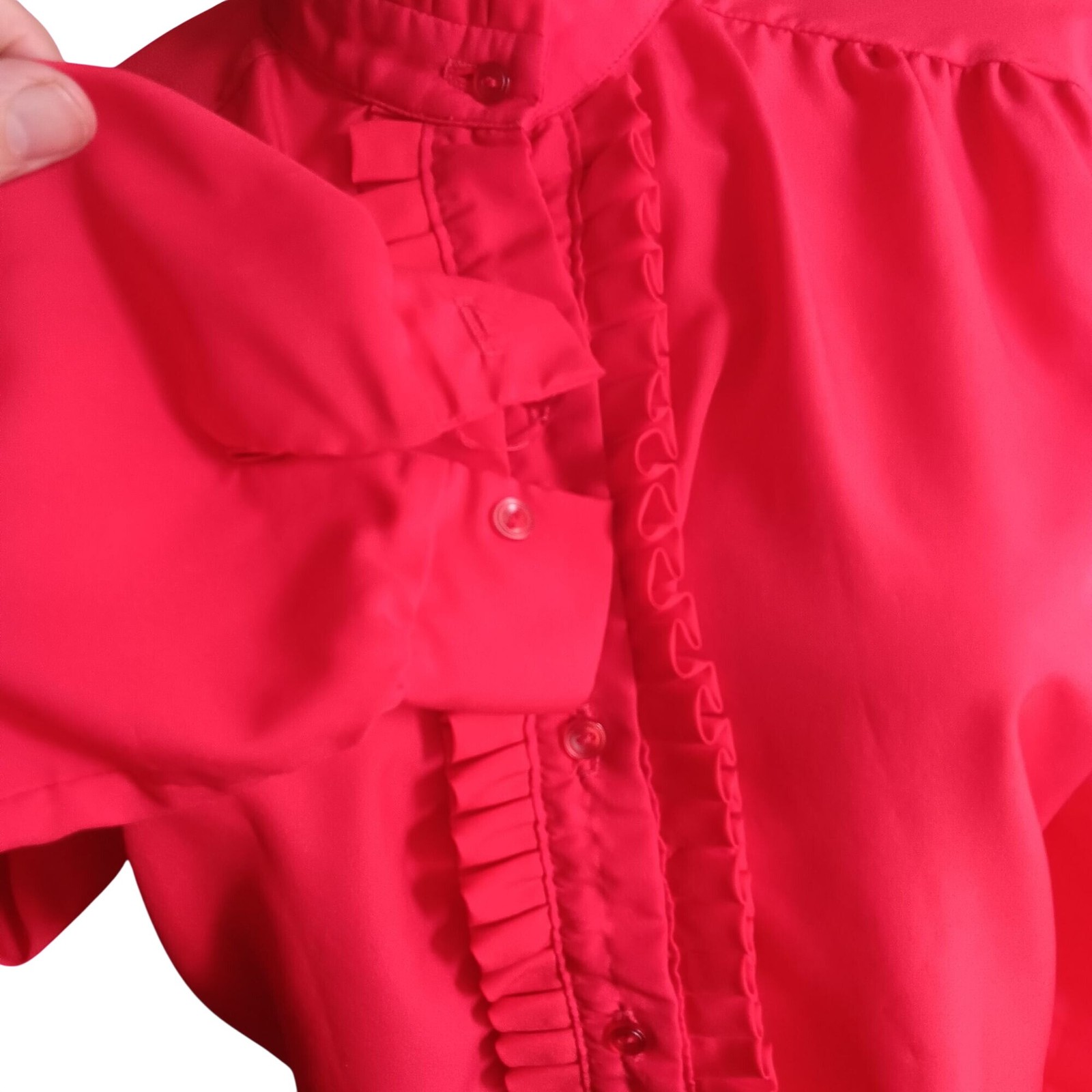 True Vintage Small Ruffle Top 1980’s Alice Stuart Blouse High Neck Secretary