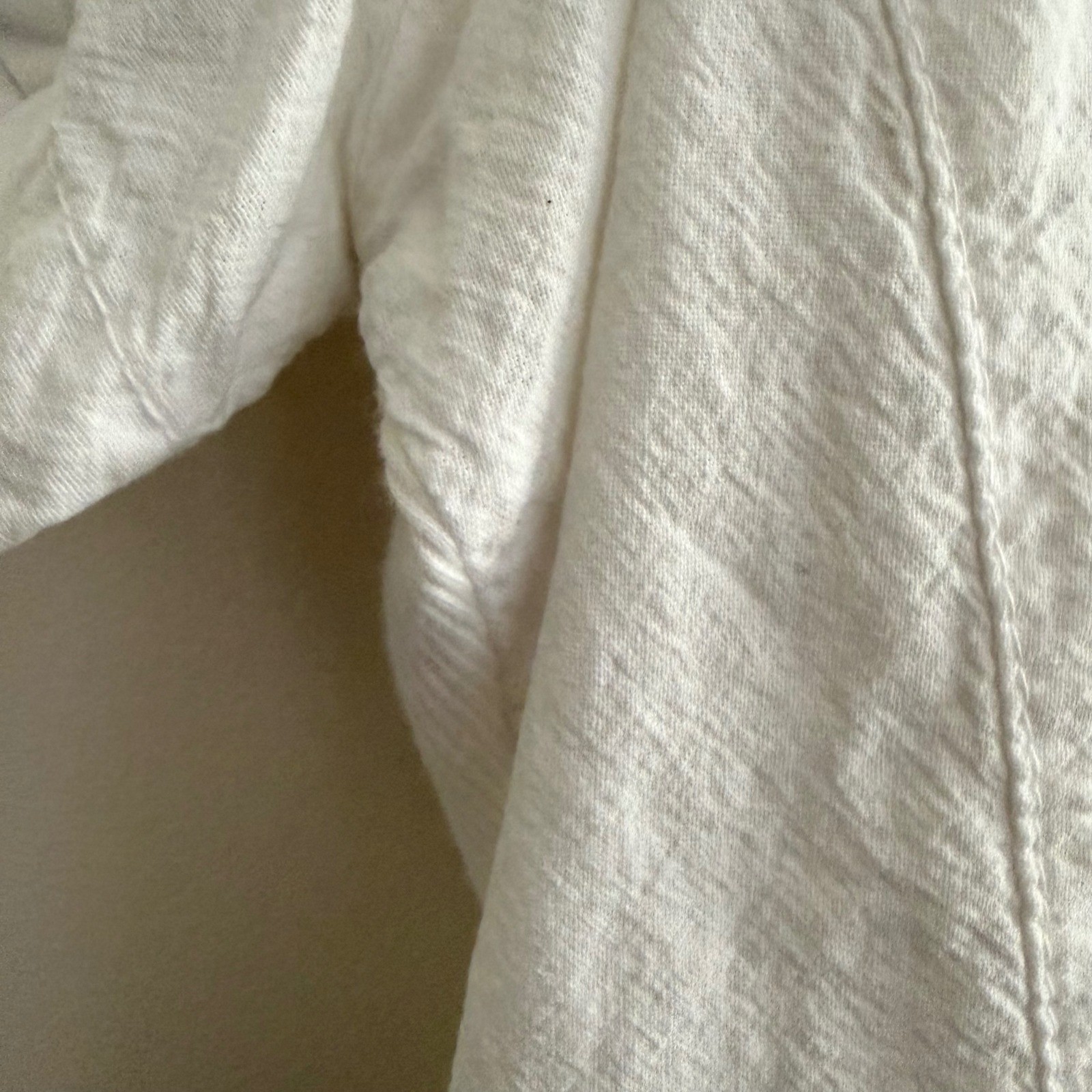 White Cotton Embroidered Boho Button Up Collared Shirt Prairie Western Size XL