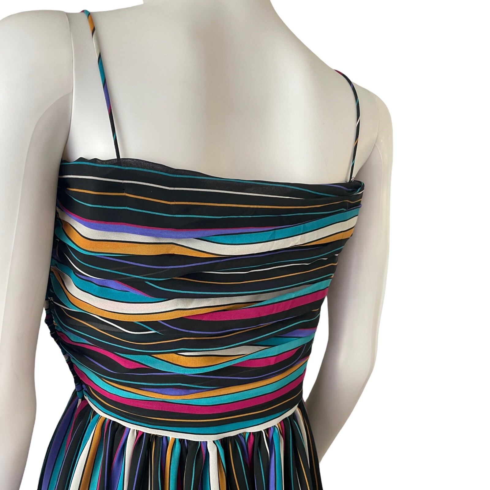 Vintage 70s 80s Bill Blass Dress, S/M Rainbow Striped Maxi