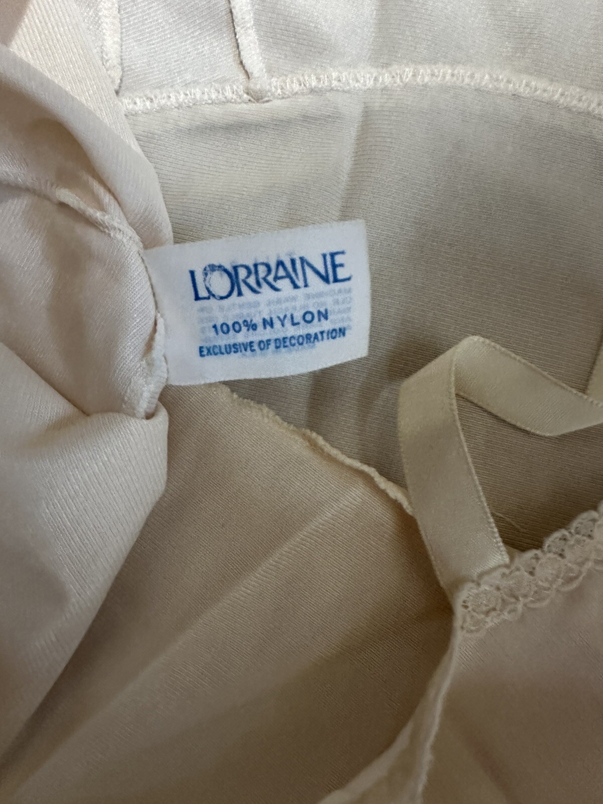 Lorraine Full Slip 34 T Silky Lace Vintage Nylon Modesty Lingerie